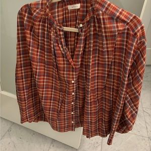 Doen plaid button down long sleeve blouse